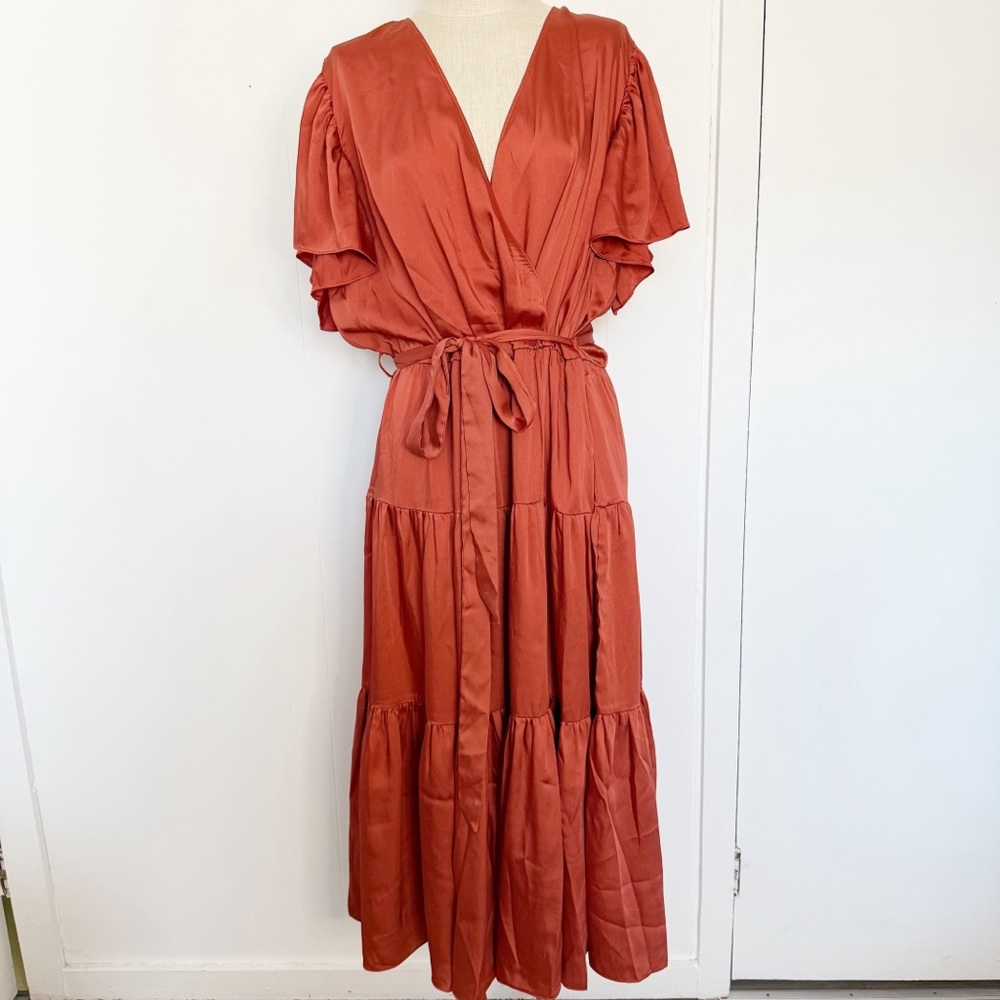 Chic City Tiered Sweetness Midi Dress - paprika M/ 18 - Picture 3 of 10